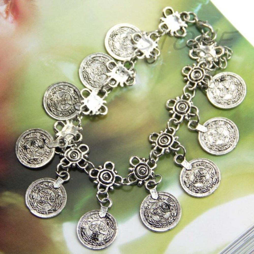 Boho Beach Turkish Jewelry Silver color Coin Vintage Bohemia Coin Bracelet
